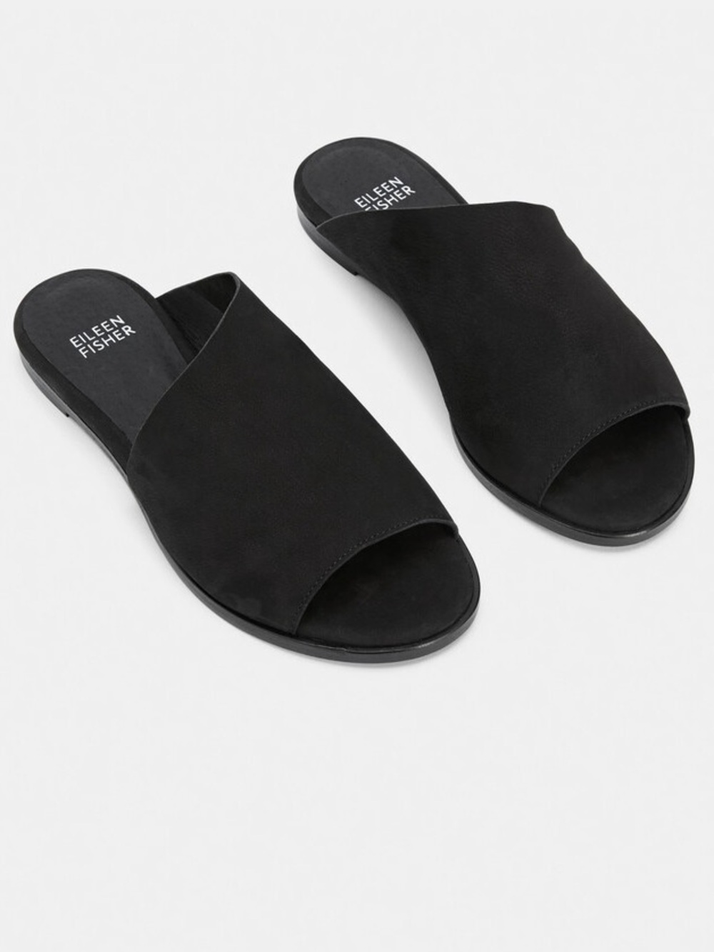 EILEEN FISHER BLACK RUE TUMBLED NUBUCK SLIDE SANDAL SIZE 9